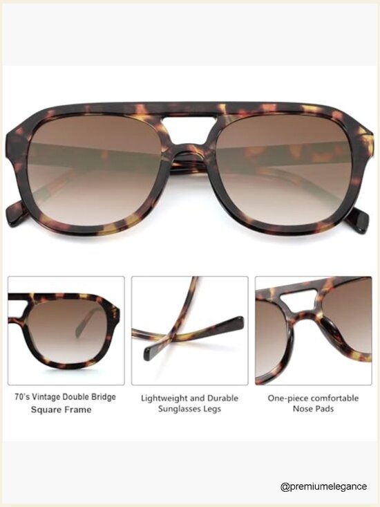 Retro Aviator Square Pilot Sunglasses for Men Women Vintage Sun Glasses main image 4